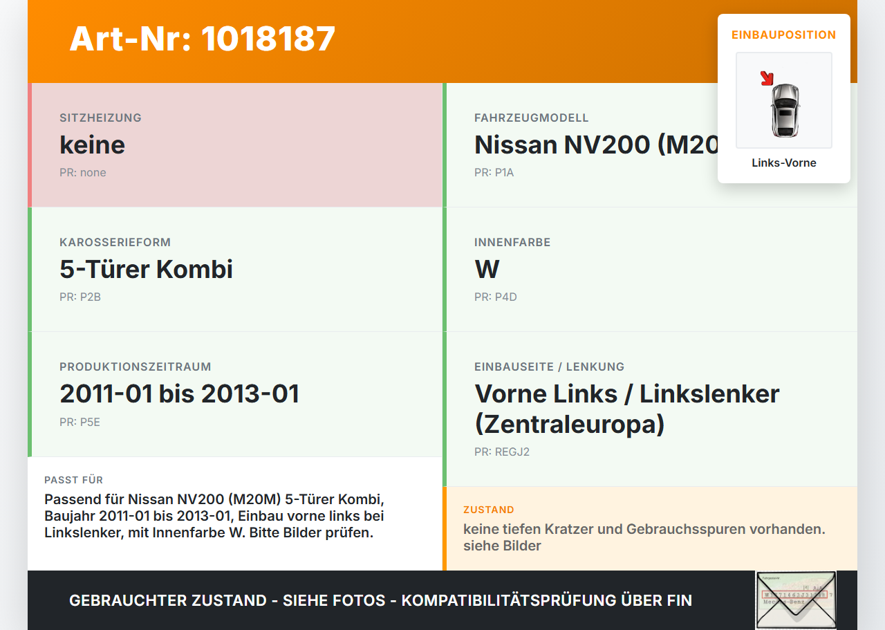 Nissan NV200 09-21 Kombi Einstiegsleiste Links Vorne Nissan NV200 09-21 09.08.2012 917222382 gebraucht Vorschau 3