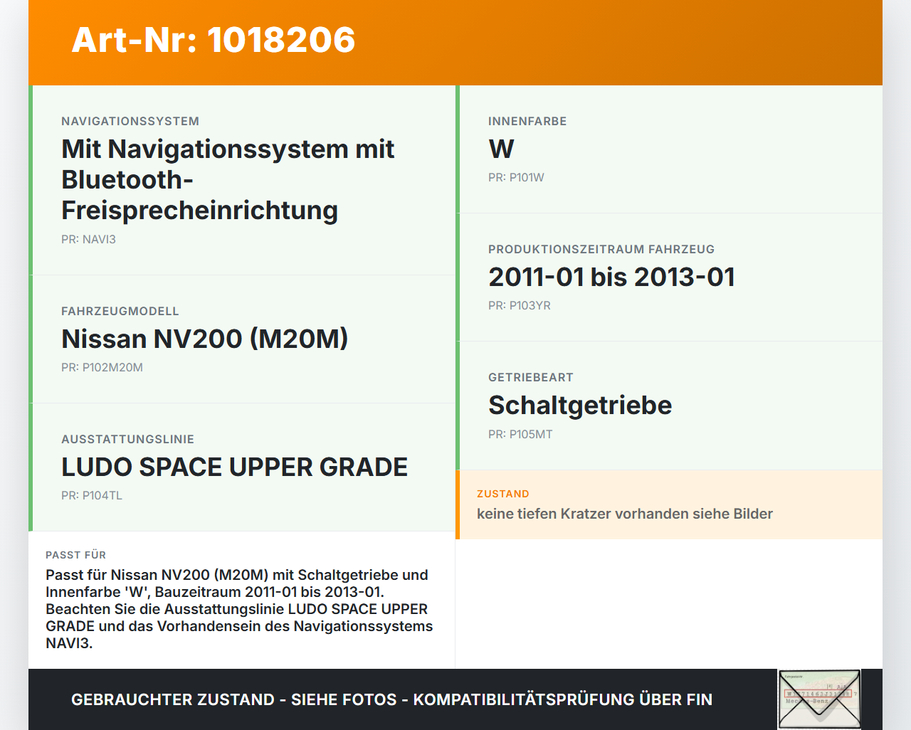 Nissan NV200 09-21 Schaltsack Schaltmanschette vom Schaltknauf Nissan NV200 09-21 09.08.2012 07000CM6X gebraucht Vorschau 3