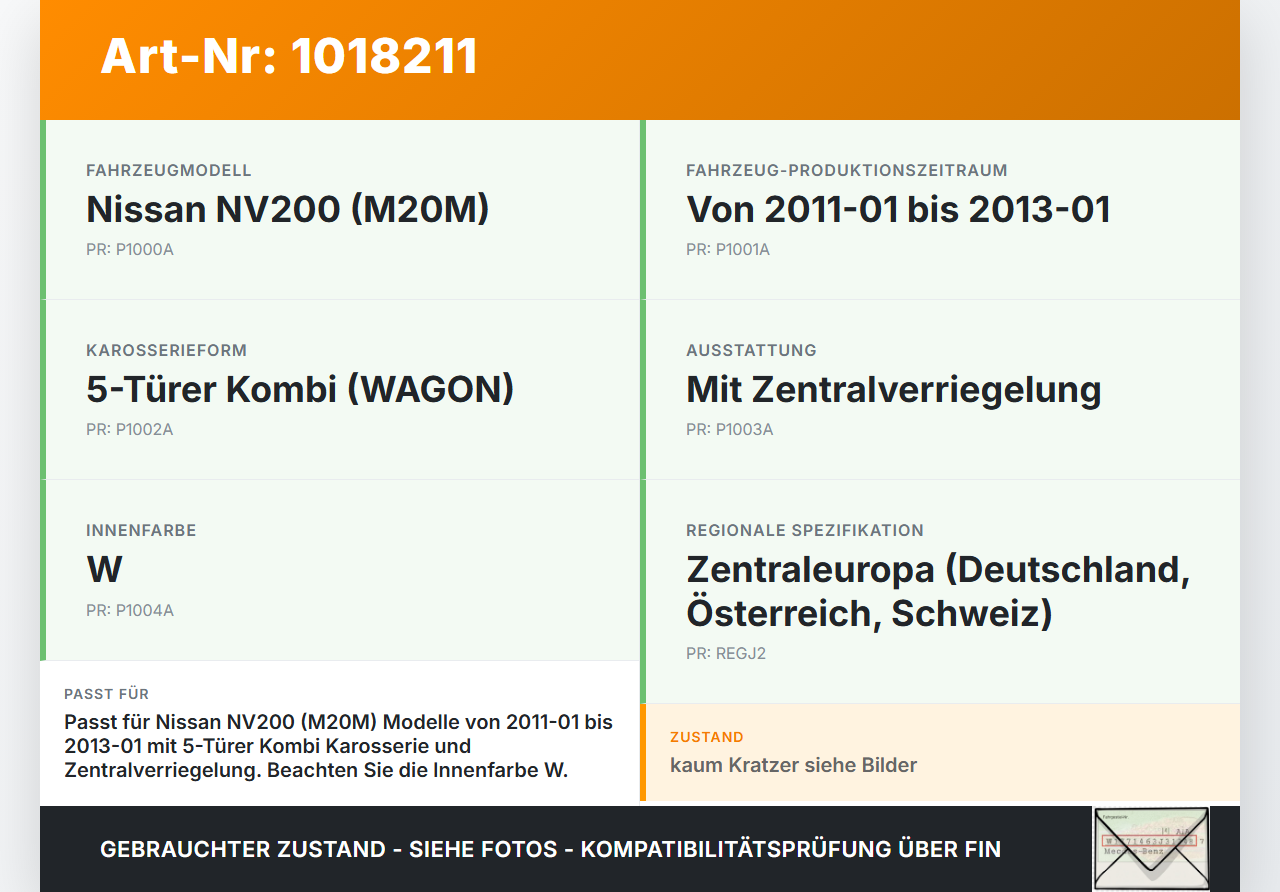 Nissan NV200 09-21 Schalter Unlook ZV Zentralverriegelung Nissan NV200 09-21 09.08.2012 25210BJ00A gebraucht Vorschau 3