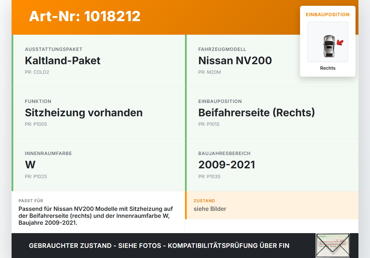 Nissan NV200 09-21 Schalter Regler für Sitzheizung Rechts Nissan NV200 09-21 09.08.2012 255001AA1C gebraucht Vorschau 3