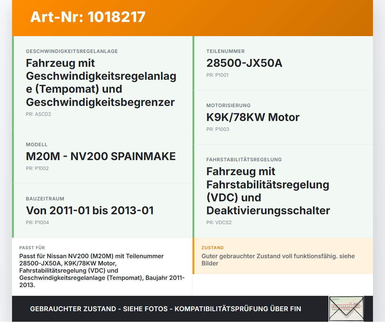 Nissan NV200 09-21 Steuergerät ECU Modul SG für Lenksäule Nissan NV200 09-21 09.08.2012 28500JX50A 28500-JX50A... Vorschau 3