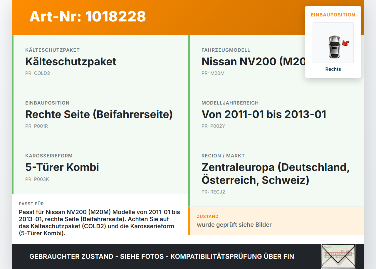 Nissan NV200 09-21 Waschdüse für Windschutzscheibe WS Rechts Nissan NV200 09-21 09.08.2012 gebraucht Vorschau 3