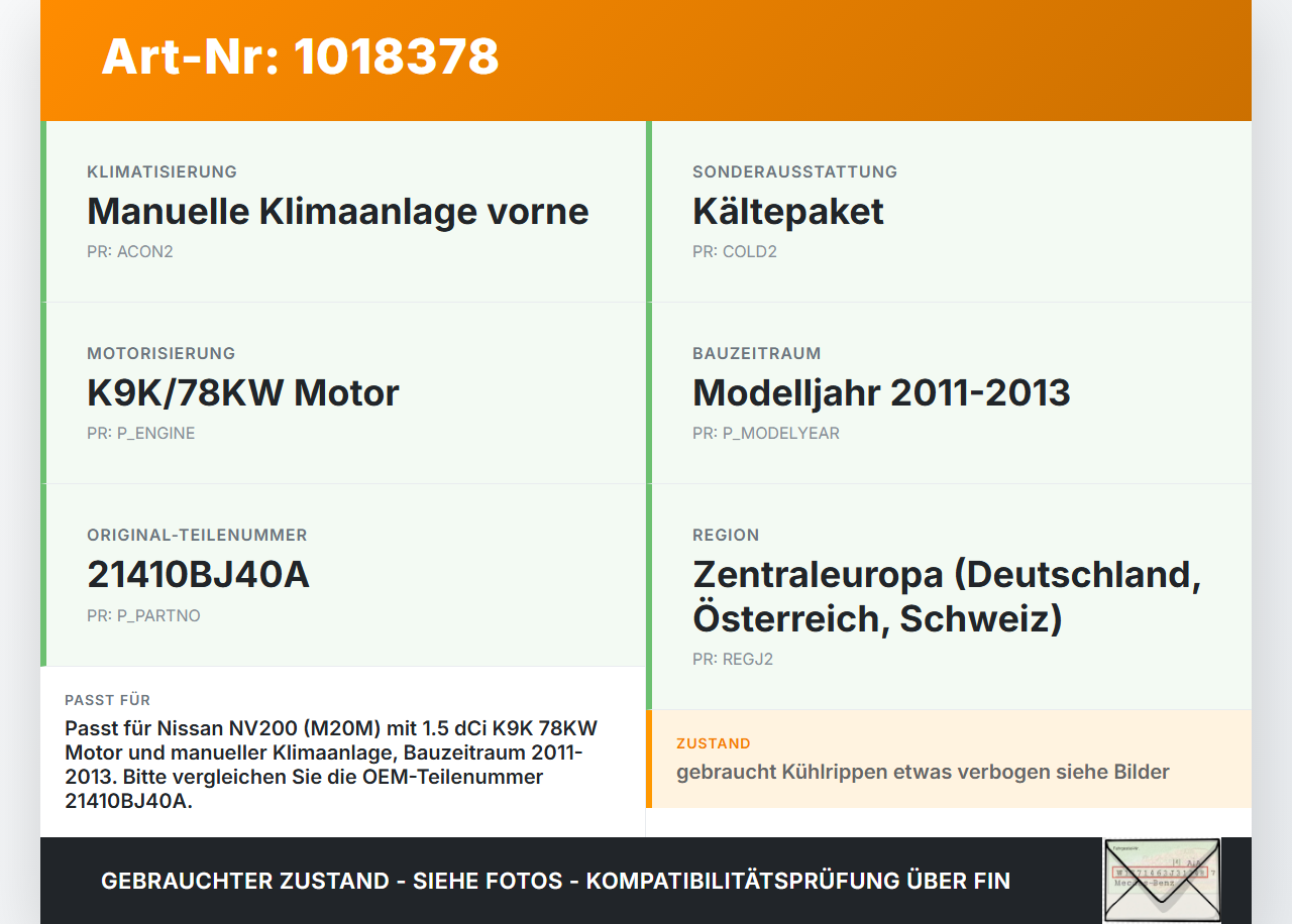 Nissan NV200 09-21 dCi 1,5 81KW Wasserkühler Kühler Nissan NV200 09-21 09.08.2012 21410BJ40A gebraucht Vorschau 3