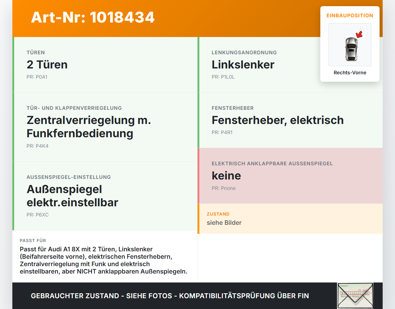 Audi A1 8X 10-14 Steuergerät ECU Modul Türsteuergerät SG Rechts Vorne Audi A1 8X 10-14 08.08.2011 8X0959792H... Vorschau 3