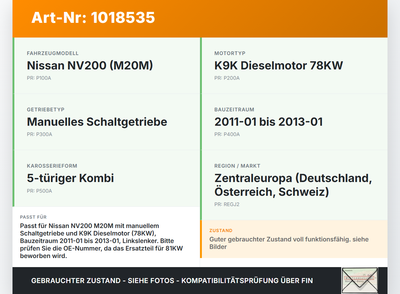 Nissan NV200 09-21 dCi 1,5 81KW Schaltzug Schaltseilzug Schaltseil Nissan NV200 09-21 09.08.2012 34413BJ90A gebraucht Vorschau 3