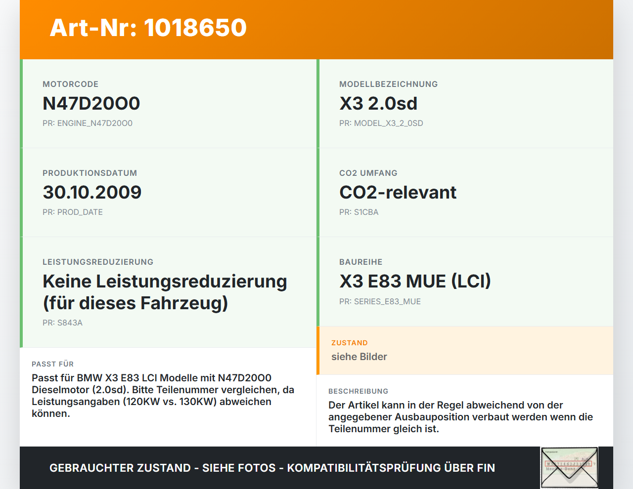 BMW X3 E83 18d LCI 08-11 2,0sd 120KW Ansaugrohr Ladeluftschlauch Luftschlauch Pos.1 BMW X3 E83 18d LCI 08-11... Vorschau 3