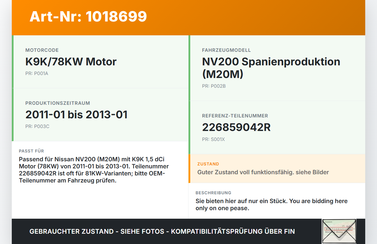 Nissan NV200 09-21 dCi 1,5 81KW Magnetventil Umschaltventil Nissan NV200 09-21 09.08.2012 226859042R gebraucht Vorschau 3