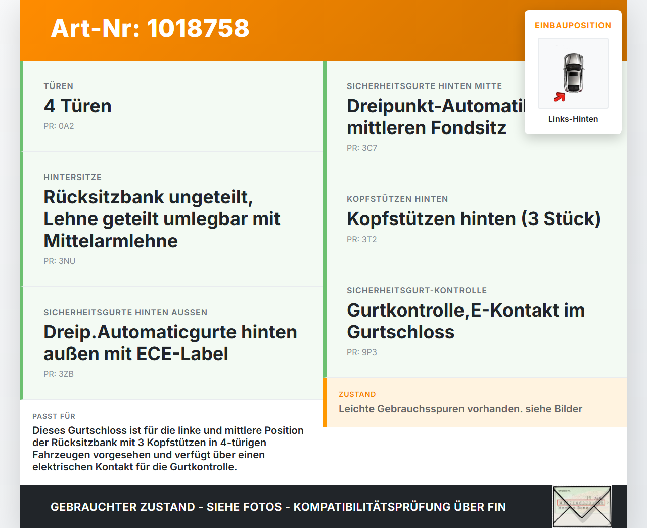 VW Golf 6 VI 5K 08-12 5T Gurtschloss Links und Mitte Hinten VW Golf 6 VI 5K 08-12 15.06.2011 1K0857739M... Vorschau 3