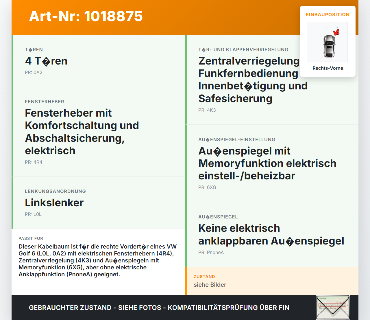 VW Golf 6 VI 5K 08-12 5T Kabelbaum für Tür und Fensterheber Rechts Vorne VW Golf 6 VI 5K 08-12 15.06.2011... Vorschau 3