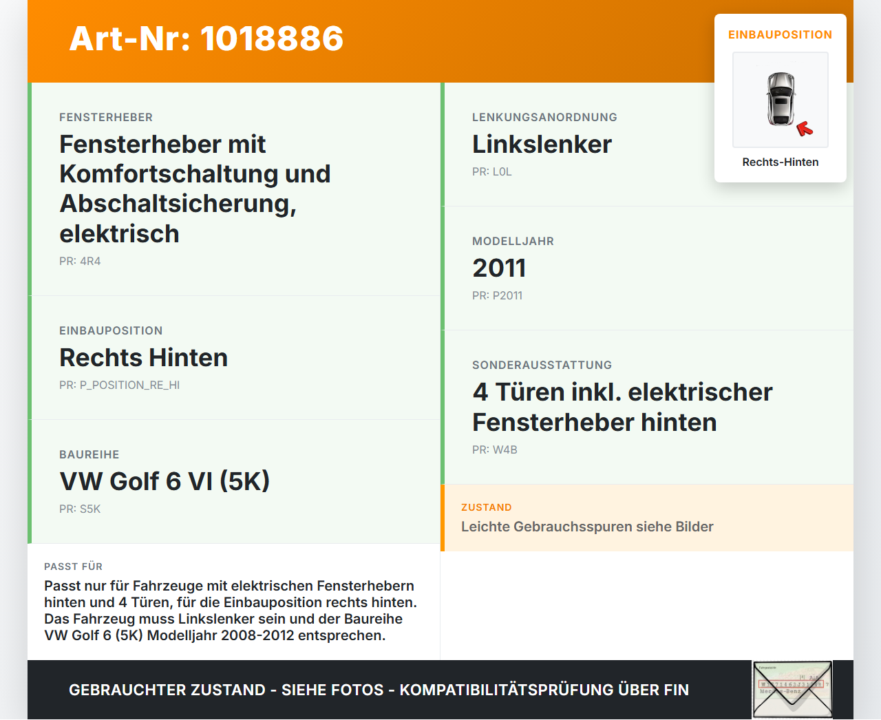 VW Golf 6 VI 5K 08-12 5T Fensterheberschalter Schalter Rechts Hinten VW Golf 6 VI 5K 08-12 15.06.2011 5K0959855... Vorschau 3