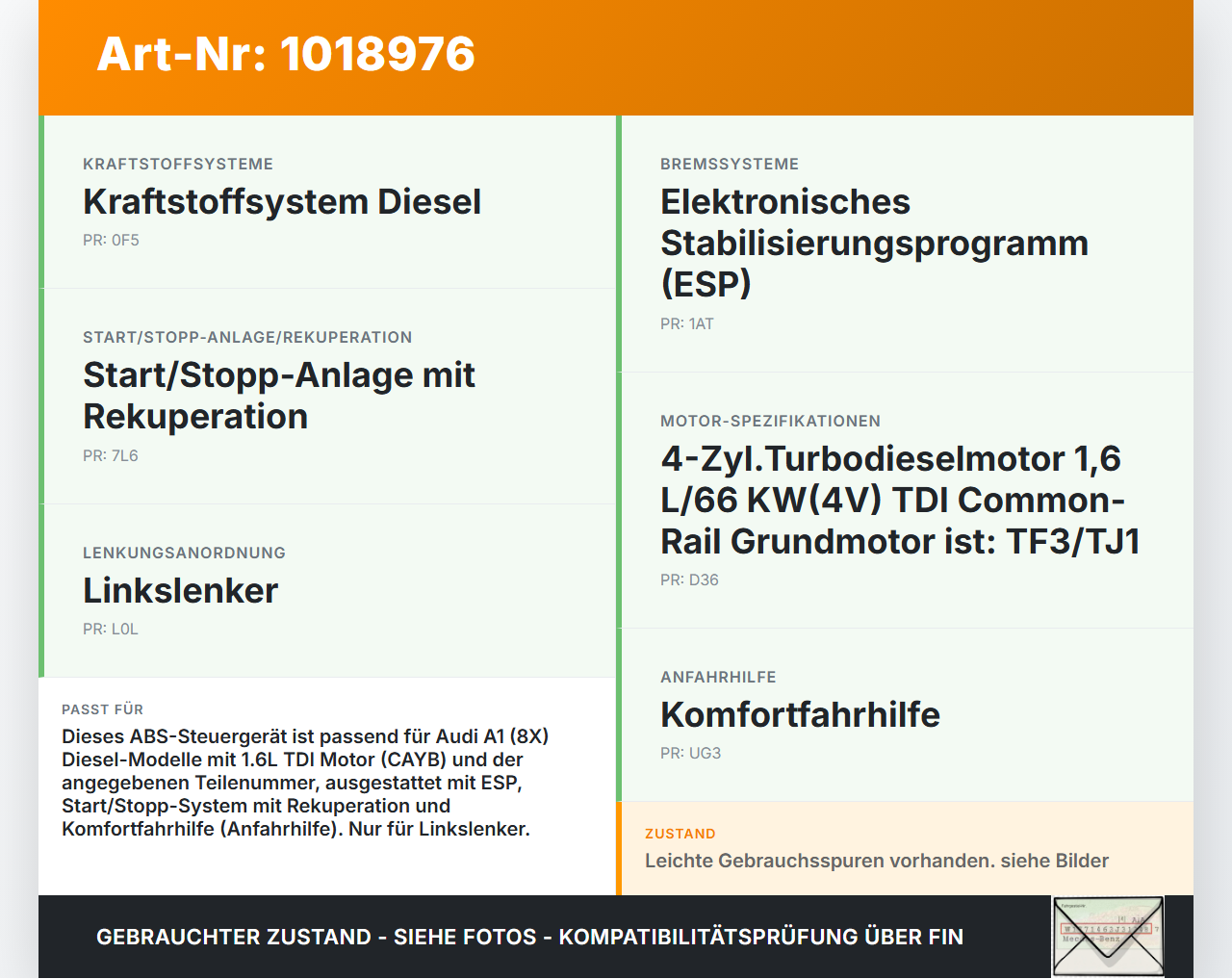 Audi A1 8X 10-14 ABS Steuergerät Aggregat Hydraulikblock Audi A1 8X 10-14 08.08.2011 6R0614517AM 6R0907379BB... Vorschau 3