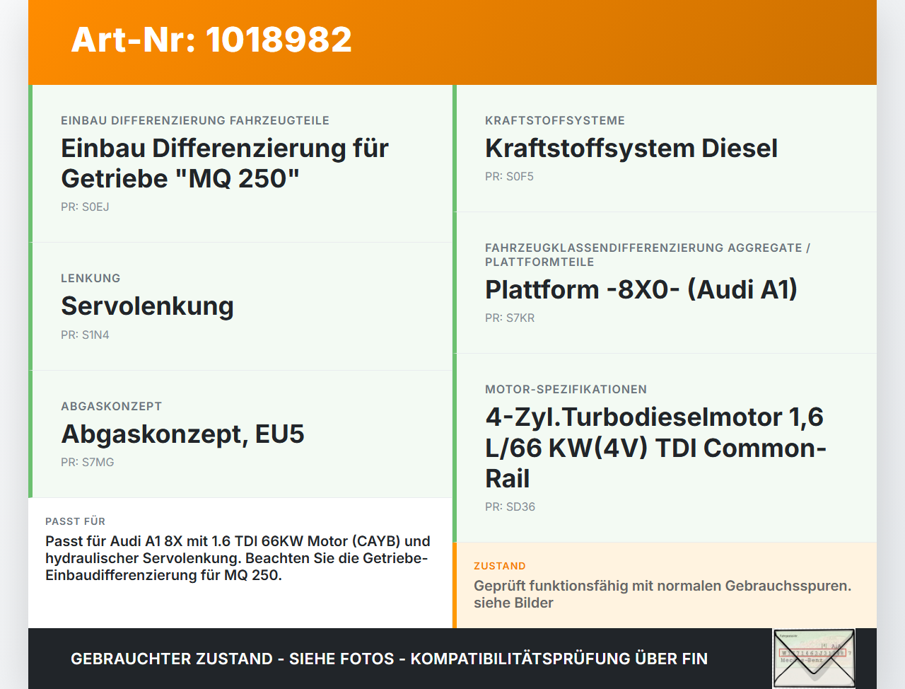 Audi A1 8X 10-14 TDI 1,6 66KW Servopumpe Hydraulikpumpe für Lenkung Audi A1 8X 10-14 08.08.2011 6R0423156B... Vorschau 3