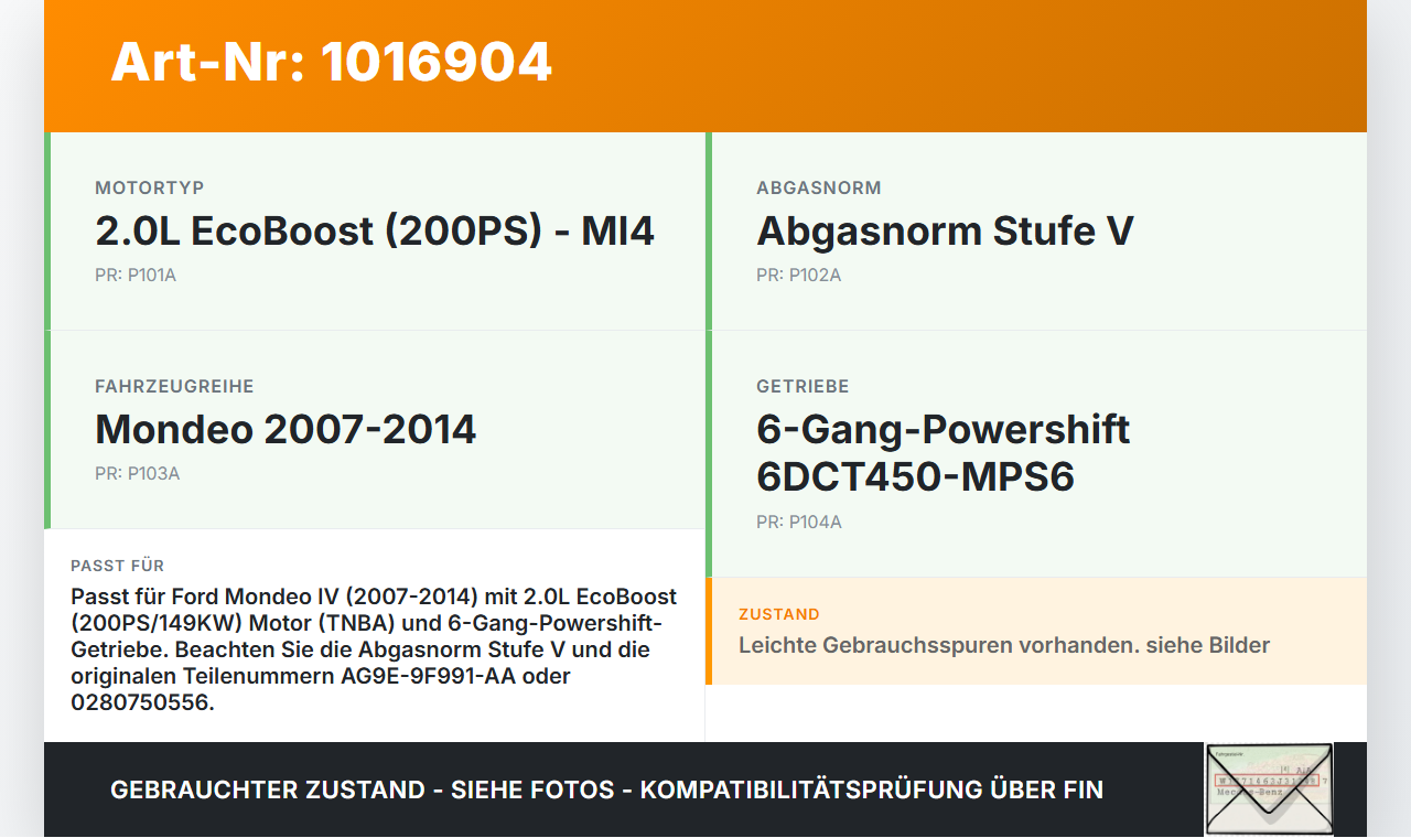 Ford Mondeo IV 4 07-15 2,0 149KW TNBA Drosselklappe Ford Mondeo IV 4 07-15 03.03.2011 AG9E-9F991-AA 0280750556 gebraucht Vorschau 3