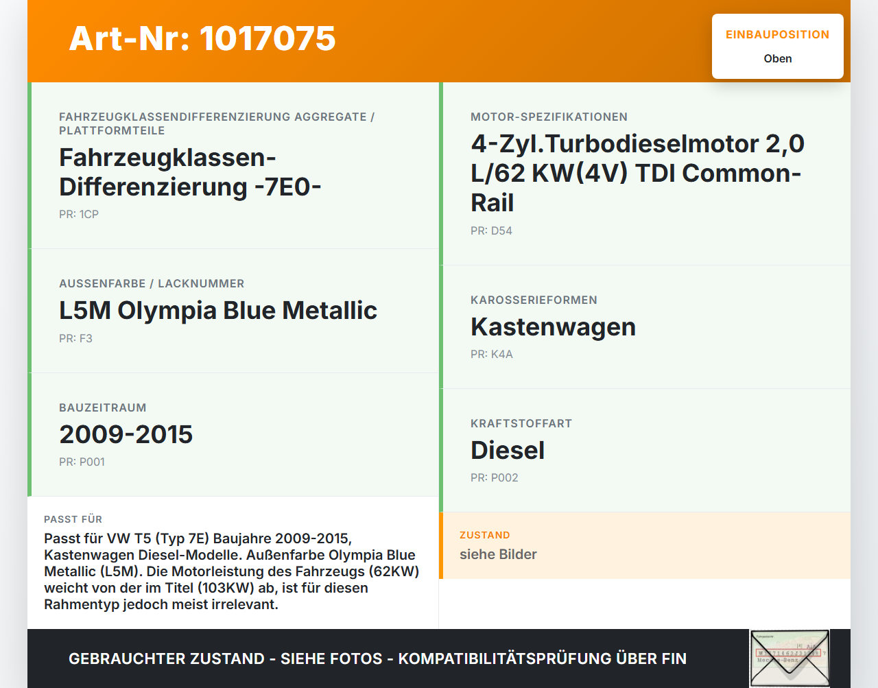 VW T5 7E 09-15 TDI 2,0 103KW Rahmen Tankeinfüllstutzen oben beim Tankdeckel VW T5 7E 09-15 06.06.2011 7H0201253D... Vorschau 3