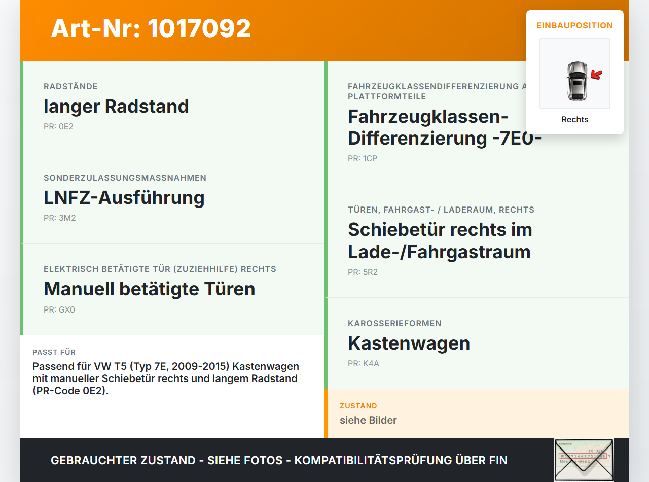 VW T5 7E 09-15 TDI 2,0 103KW Anschlagteile Anschlag für Schiebetür Rechts VW T5 7E 09-15 06.06.2011 gebraucht Vorschau 3