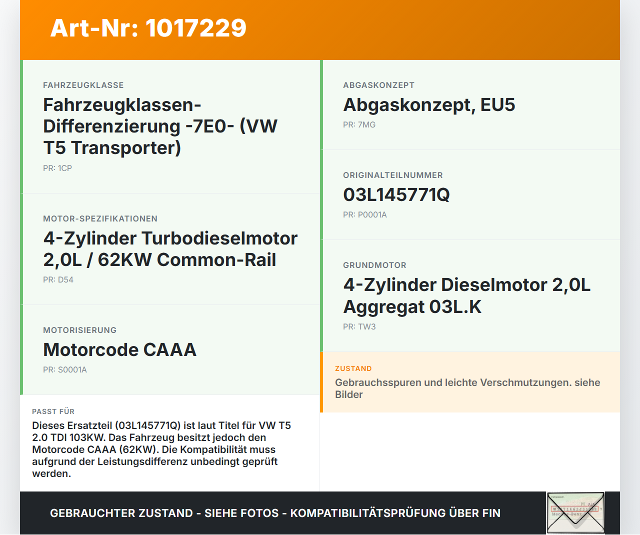 VW T5 7E 09-15 TDI 2,0 103KW Ölführung Ölleitung VW T5 7E 09-15 06.06.2011 03L145771Q gebraucht Vorschau 3