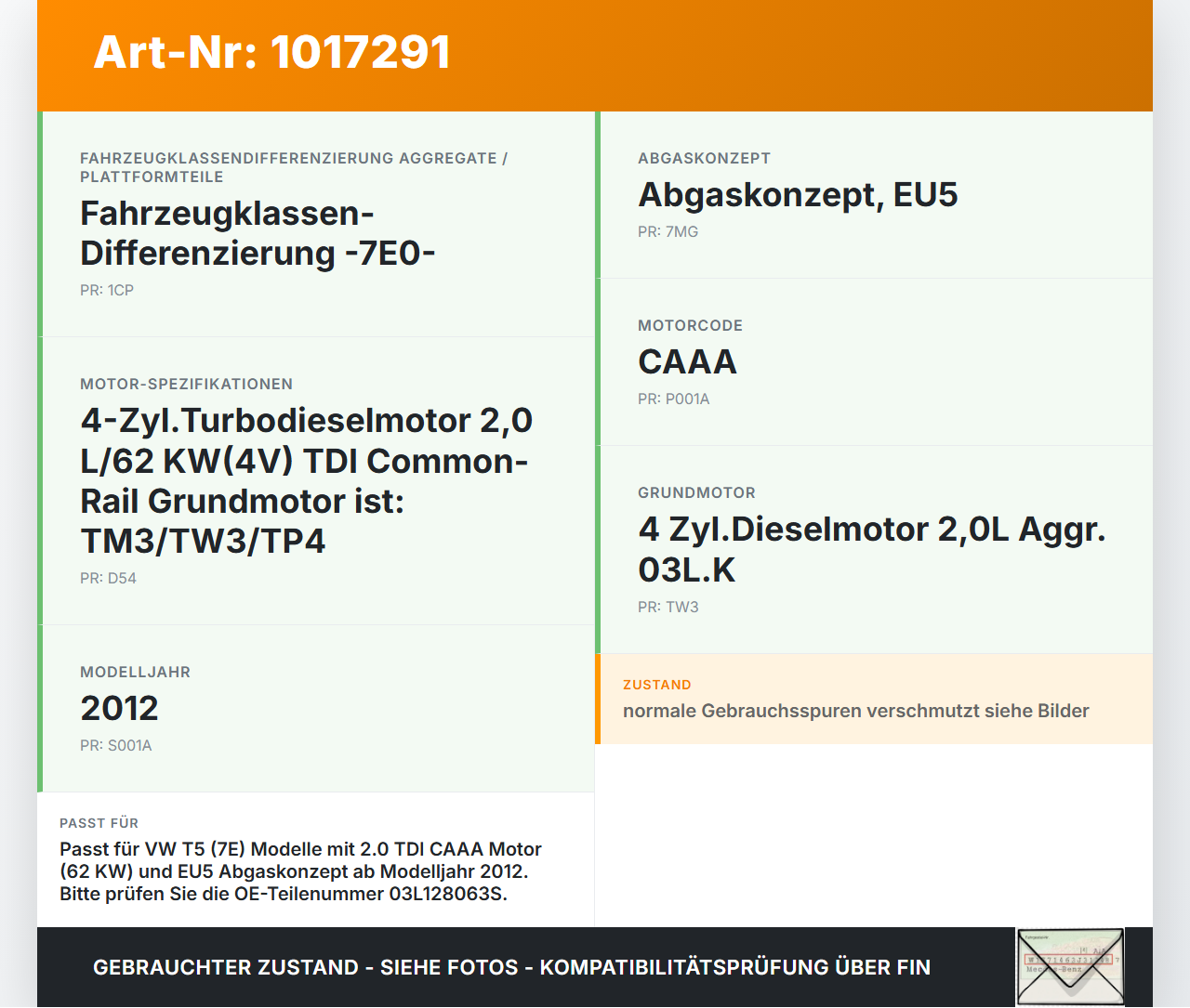 VW T5 7E 09-15 TDI 2,0 103KW CAAA Drosselklappe VW T5 7E 09-15 06.06.2011 03L128063S A2C32356700 03L128063SV100... Vorschau 3