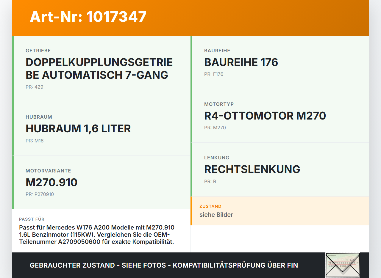 Mercedes W176 A200 12-15 1,6i 115KW Kurbelwellensensor Impulsgeber Mercedes W176 A200 12-15 28.01.2015 A2709050600... Vorschau 3