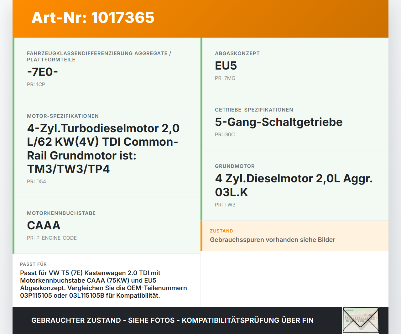 VW T5 7E 09-15 TDI 2,0 103KW CAAA AVQ Ölpumpe VW T5 7E 09-15 06.06.2011 03P115105 03L115105B gebraucht Vorschau 3