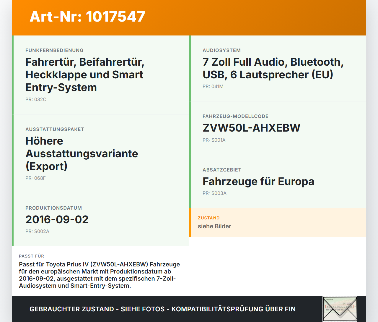 Toyota Prius IV ZVW5 16-19 Antennenverstärker Weiche Antenne Toyota Prius IV ZVW5 16-19 02.09.2016 8630047160... Vorschau 3