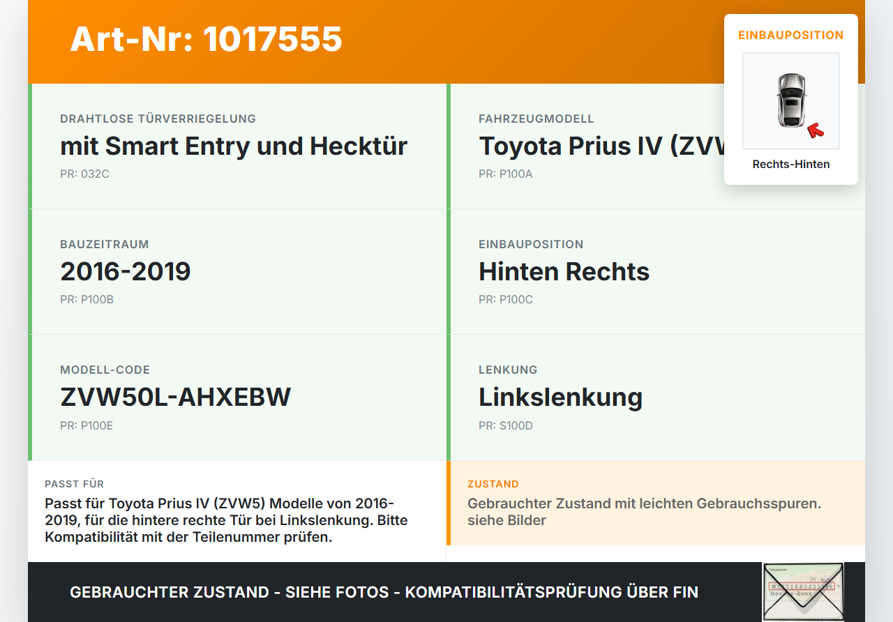 Toyota Prius IV ZVW5 16-19 Türfangband Türbremse Türanschlag Rechts Hinten Toyota Prius IV ZVW5 16-19 02.09.2016... Vorschau 3