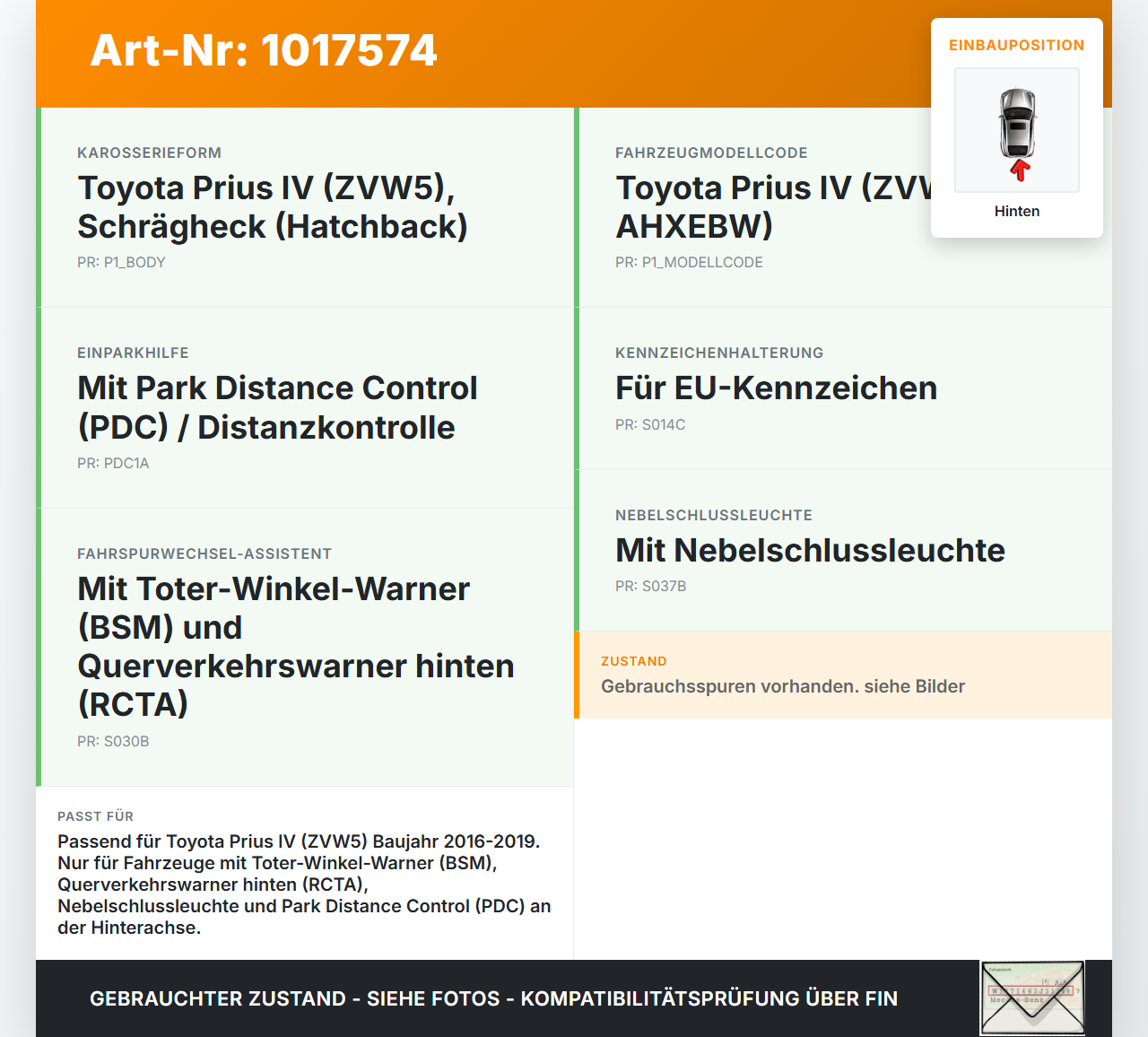 Toyota Prius IV ZVW5 16-19 Stoßstangenträger Stoßfängerträger Querträger Träger Hinten Toyota Prius IV ZVW5 16-19... Vorschau 3