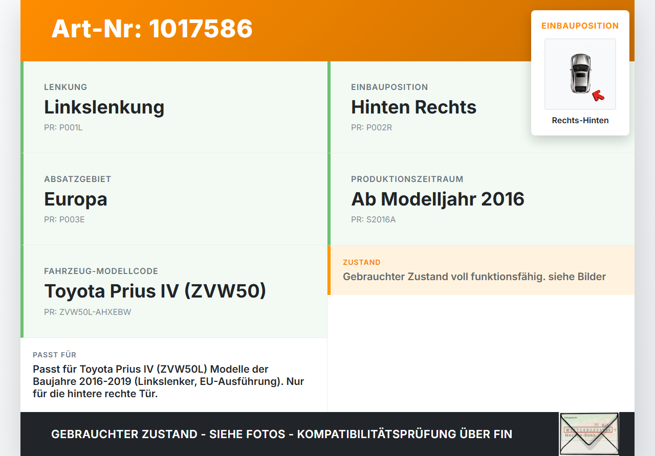 Toyota Prius IV ZVW5 16-19 Türfangband Türbremse Türanschlag Rechts Hinten Toyota Prius IV ZVW5 16-19 02.09.2016... Vorschau 3