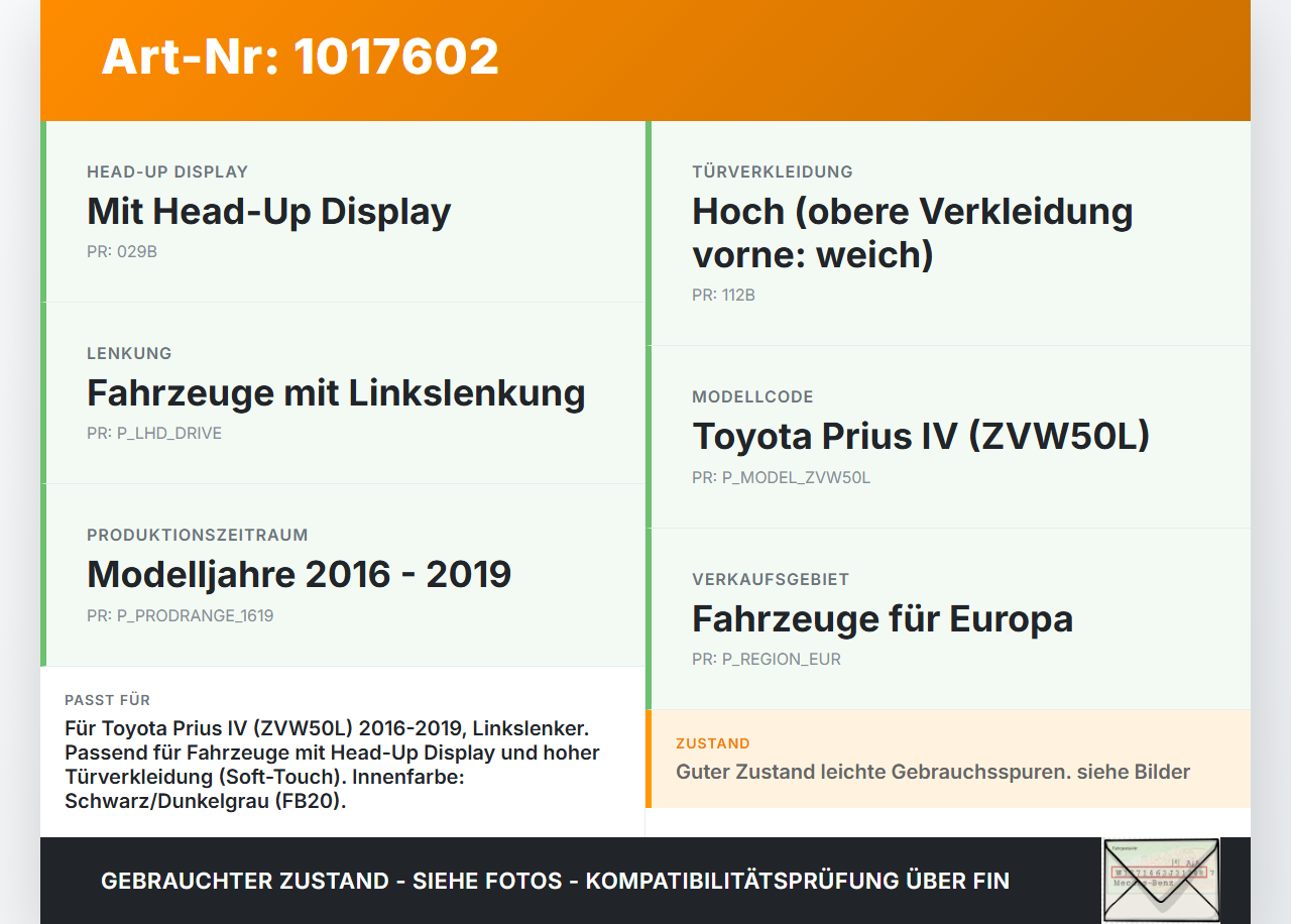 Toyota Prius IV ZVW5 16-19 Handschuhfach Handschuhkasten Toyota Prius IV ZVW5 16-19 02.09.2016 55552-47110... Vorschau 3
