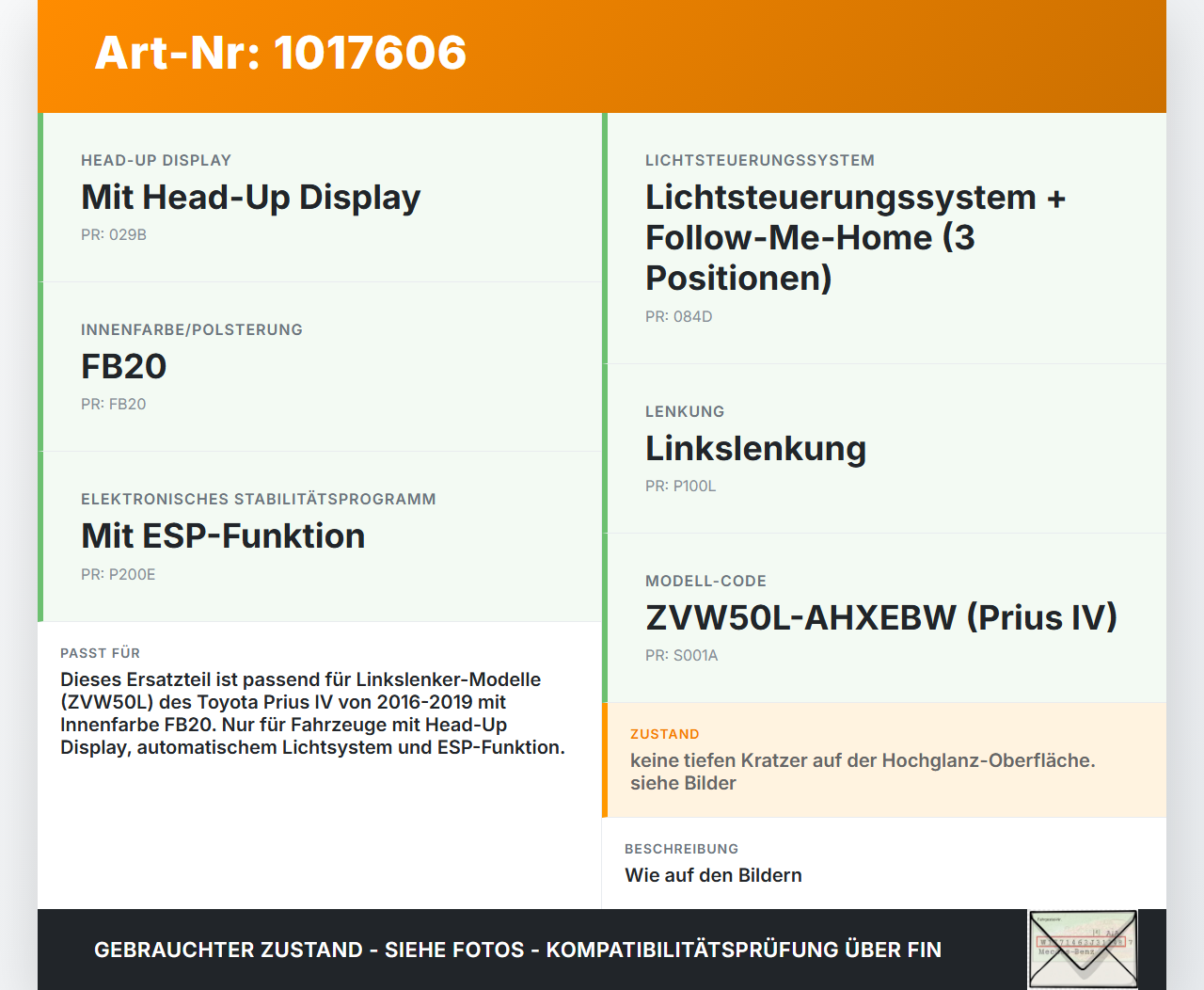 Toyota Prius IV ZVW5 16-19 Schaltereinheit Blende HUD Auto Licht ESP Toyota Prius IV ZVW5 16-19 02.09.2016... Vorschau 3