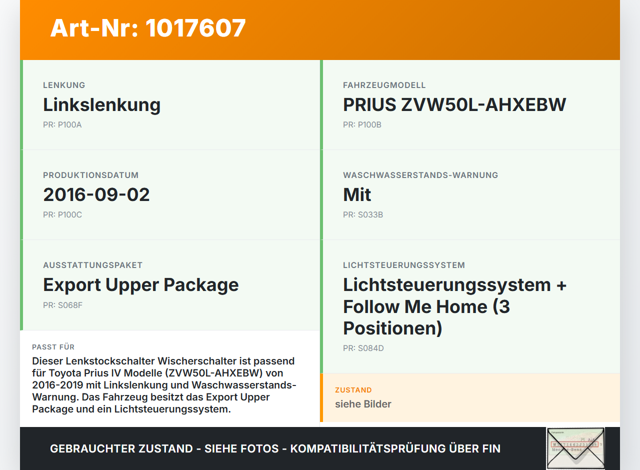 Toyota Prius IV ZVW5 16-19 Lenkstockschalter Wischerschalter Wischer Toyota Prius IV ZVW5 16-19 02.09.2016 17F205... Vorschau 3