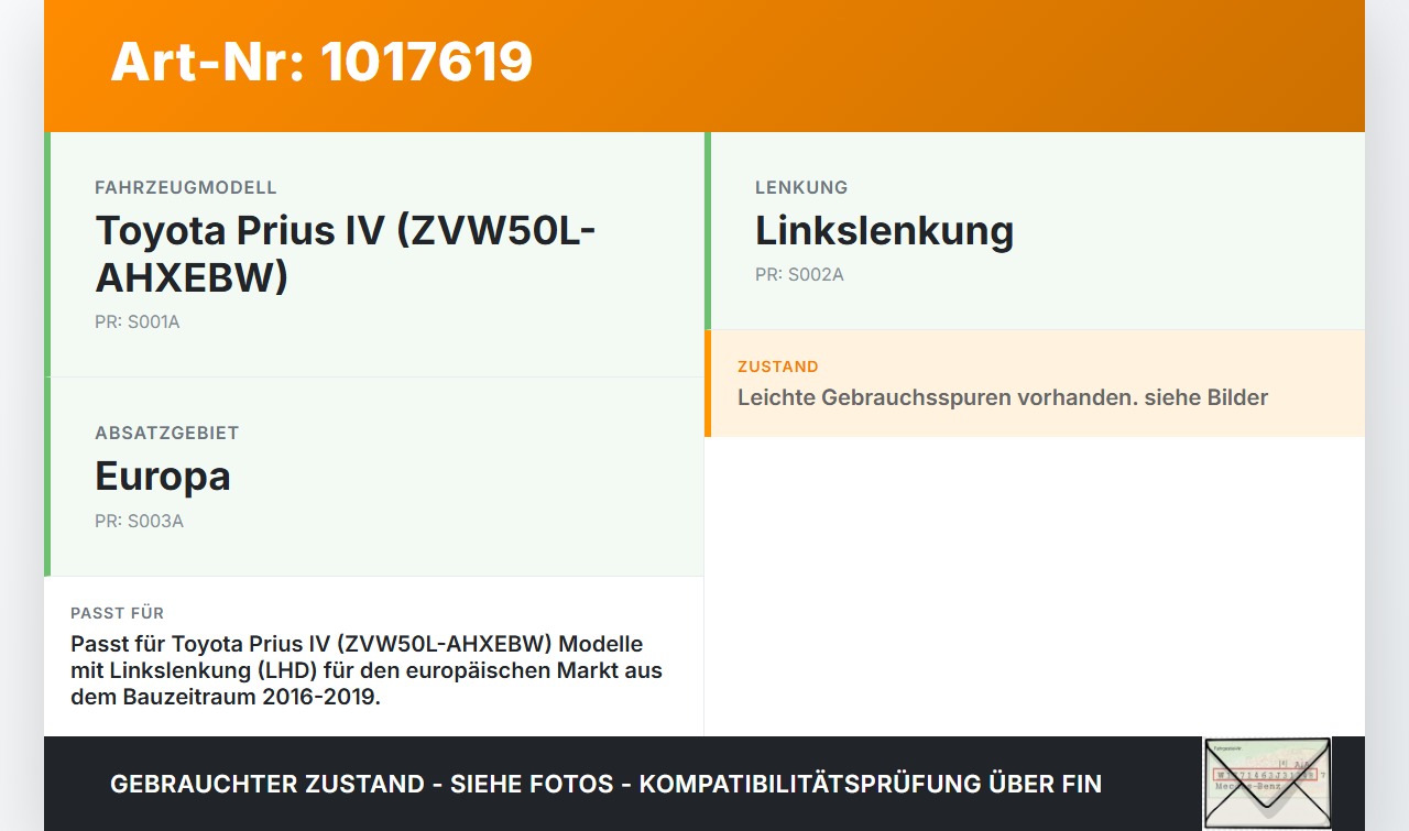 Toyota Prius IV ZVW5 16-19 Hebel Entriegelung für Motorhaube Toyota Prius IV ZVW5 16-19 02.09.2016 5360152010C0... Vorschau 3