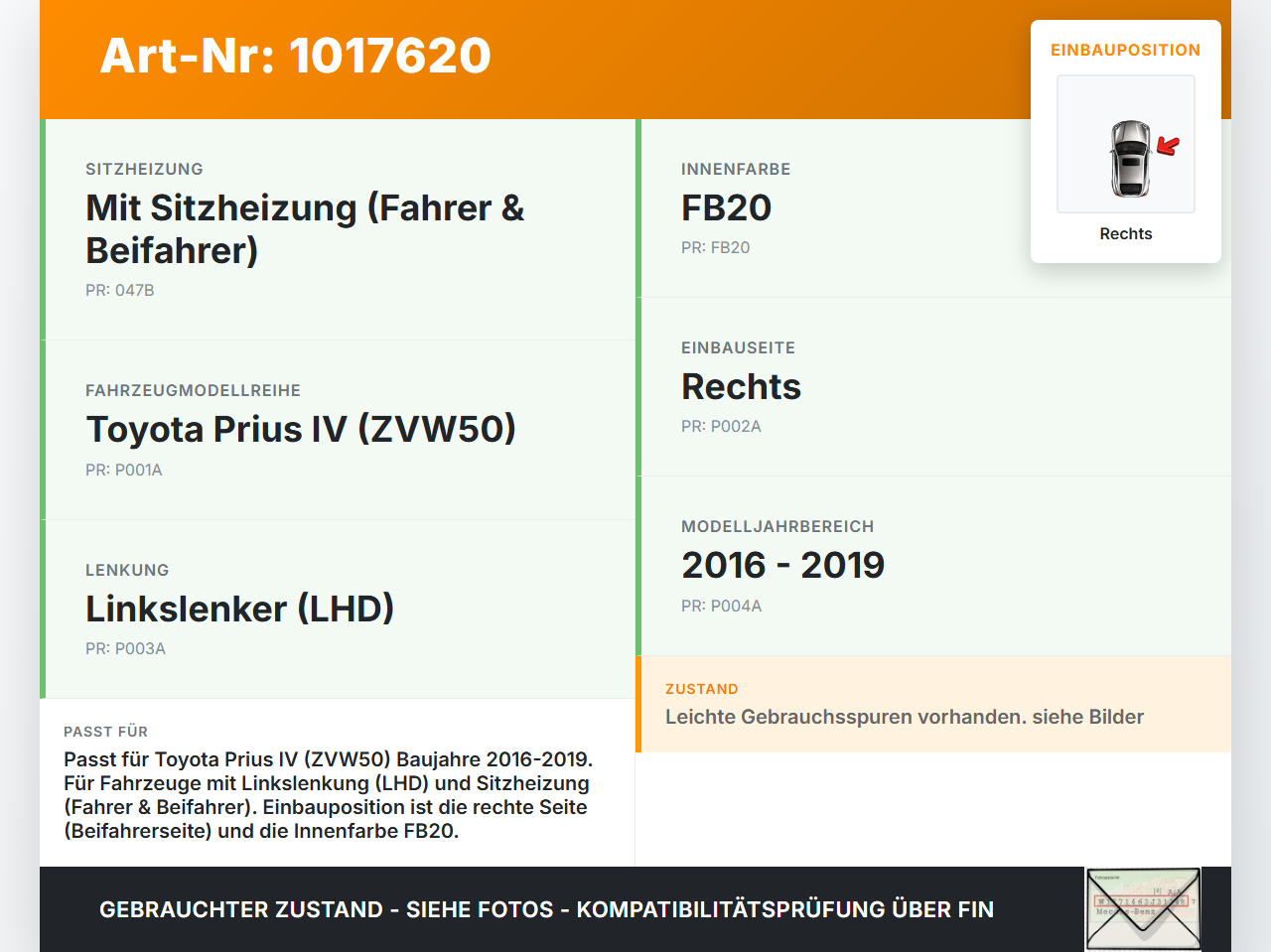 Toyota Prius IV ZVW5 16-19 Schalter Regler für Sitzheizung Rechts Toyota Prius IV ZVW5 16-19 02.09.2016 8475147070... Vorschau 3