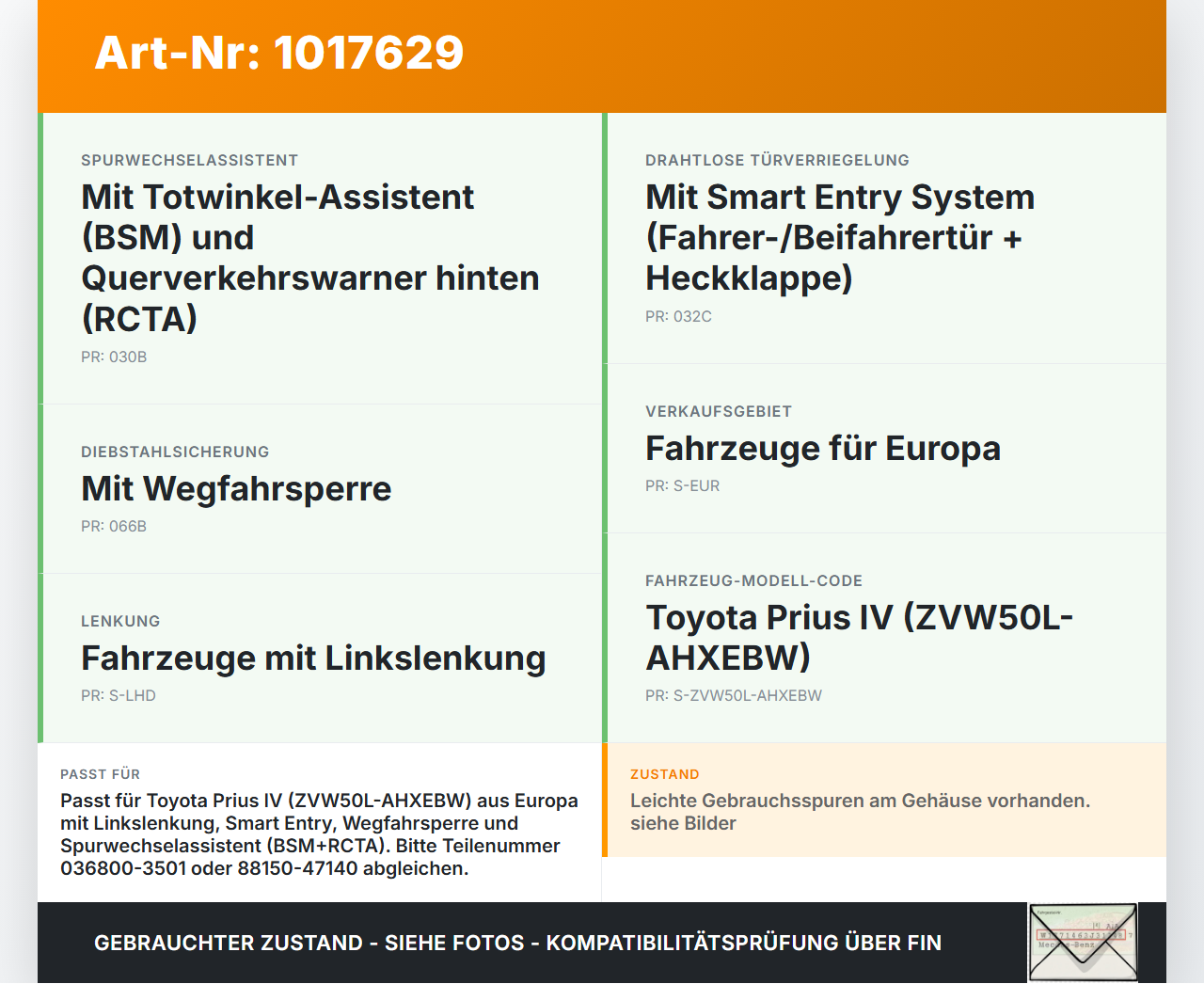 Toyota Prius IV ZVW5 16-19 Steuergerät ECU Modul Karosserie SG Toyota Prius IV ZVW5 16-19 02.09.2016 8815047140... Vorschau 3