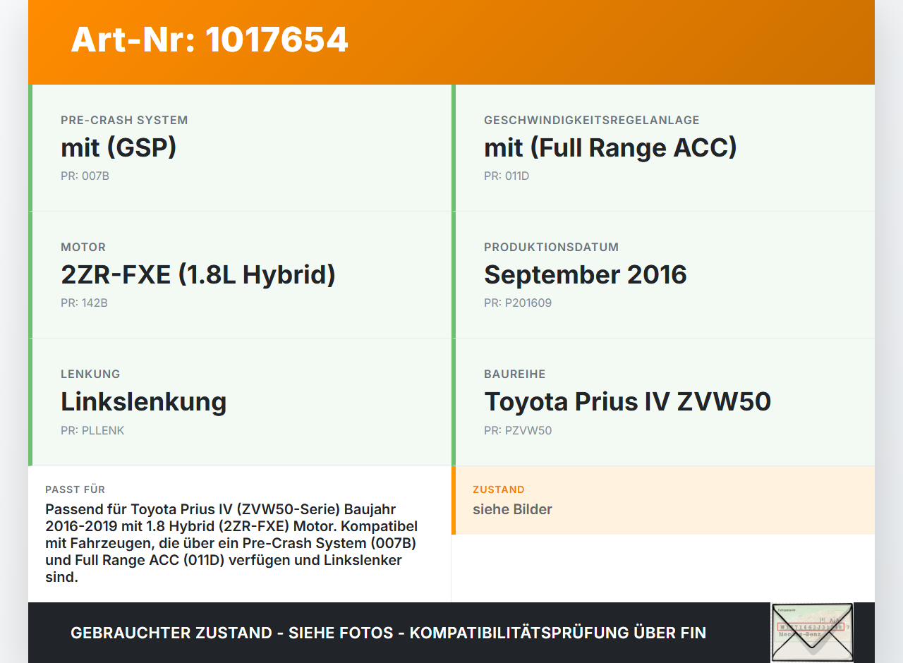 Toyota Prius IV ZVW5 16-19 Hybrid VVT-i 1,8 72KW Sensor Poti Potentiometer Toyota Prius IV ZVW5 16-19 02.09.2016... Vorschau 3