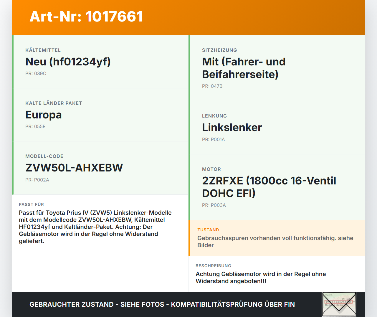 Toyota Prius IV ZVW5 16-19 Gebläsemotor Lüftermotor Heizungsgebläse Toyota Prius IV ZVW5 16-19 02.09.2016... Vorschau 3
