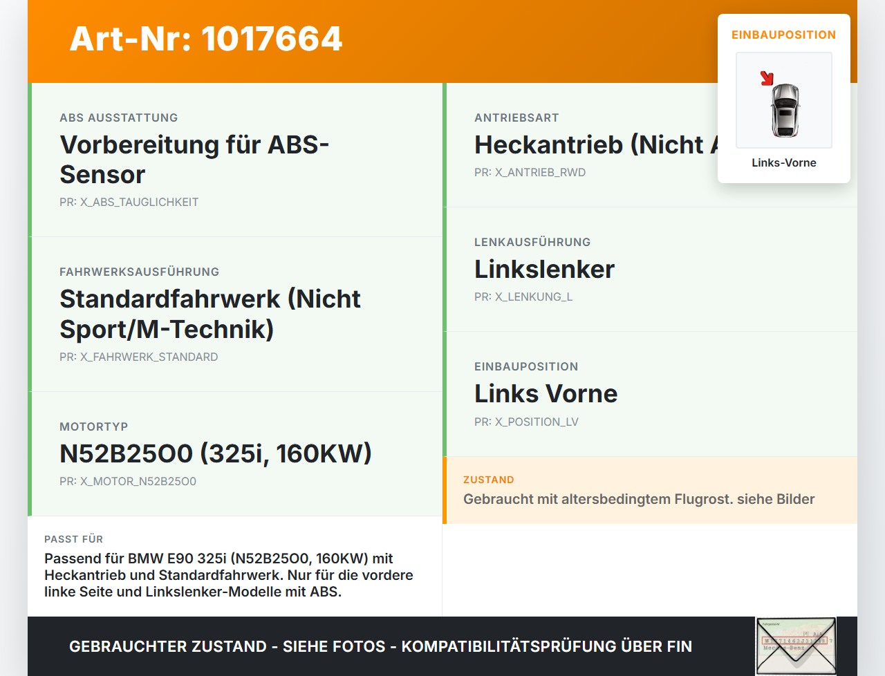 BMW E90 3er 325i 05-08 2,5i 160KW Achsschenkel Radnabe mit ABS Links Vorne BMW E90 3er 325i 05-08 31.10.2006... Vorschau 3