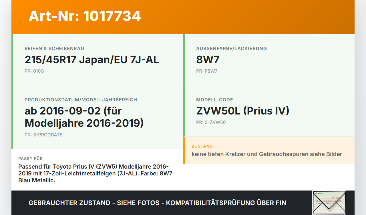 Toyota Prius IV ZVW5 16-19 Radnabenabdeckung Rad Nabenabdeckung Nabenblende Pos.1 Toyota Prius IV ZVW5 16-19... Vorschau 3