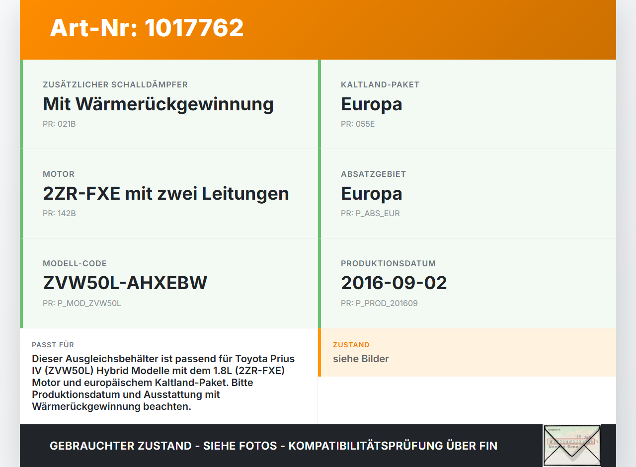 Toyota Prius IV ZVW5 16-19 Hybrid VVT-i 1,8 72KW Ausgleichsbehälter für Kühlmittel Toyota Prius IV ZVW5 16-19... Vorschau 3