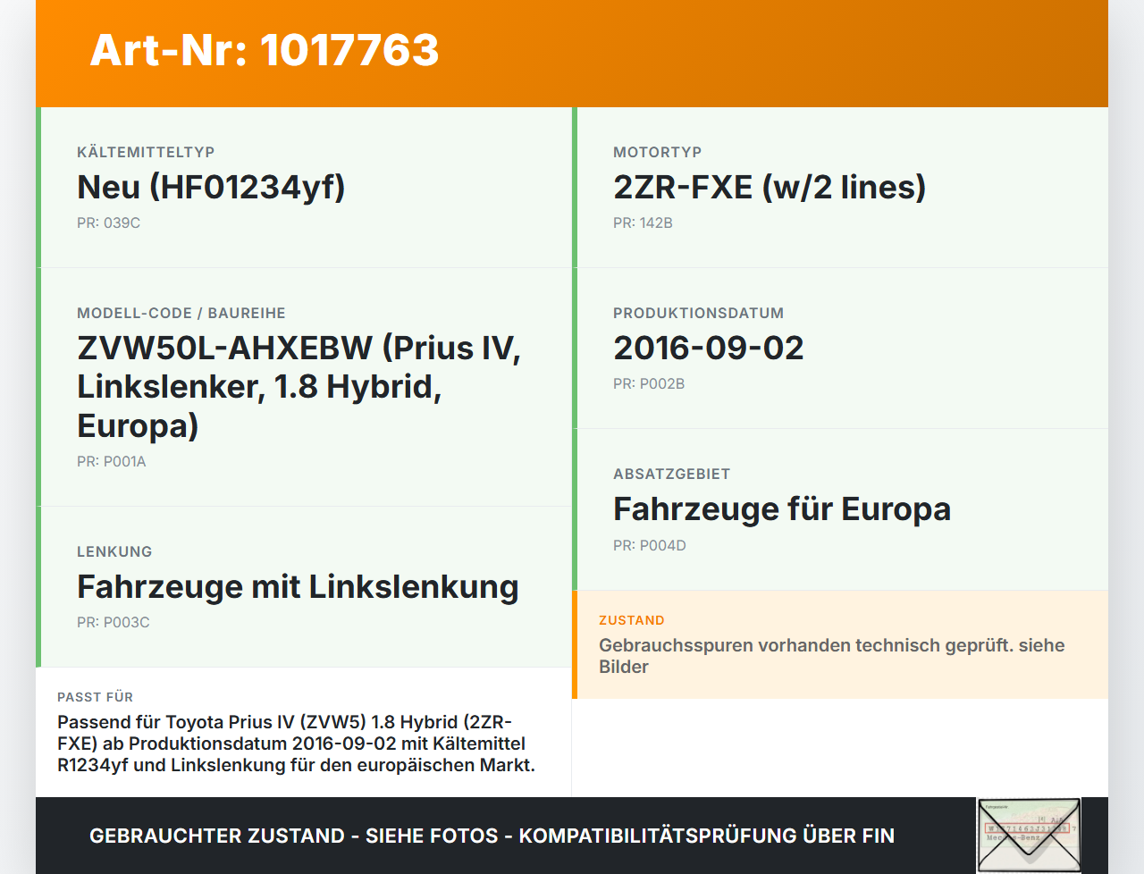 Toyota Prius IV ZVW5 16-19 Hybrid VVT-i 1,8 72KW Klimakompressor Klima Kompressor Toyota Prius IV ZVW5 16-19... Vorschau 3
