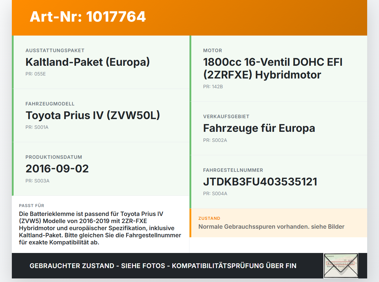 Toyota Prius IV ZVW5 16-19 Klemme Batterieklemme Pluspunkt Fremdstartpunkt Toyota Prius IV ZVW5 16-19 02.09.2016... Vorschau 3