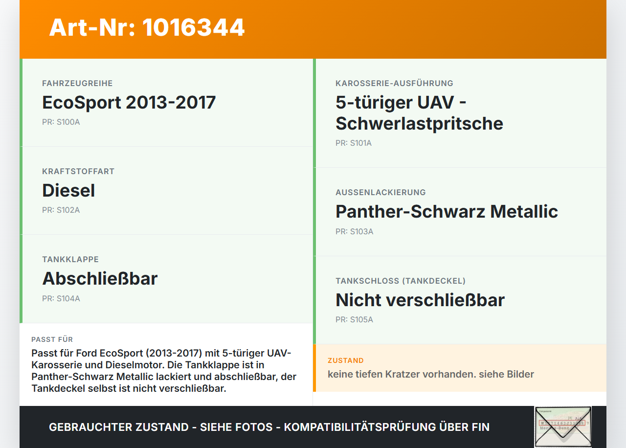 Ford EcoSport 12-22 Tankdeckel Tankklappe D Ford EcoSport 12-22 14.10.2014 CN15-N405A02-BA gebraucht Vorschau 3