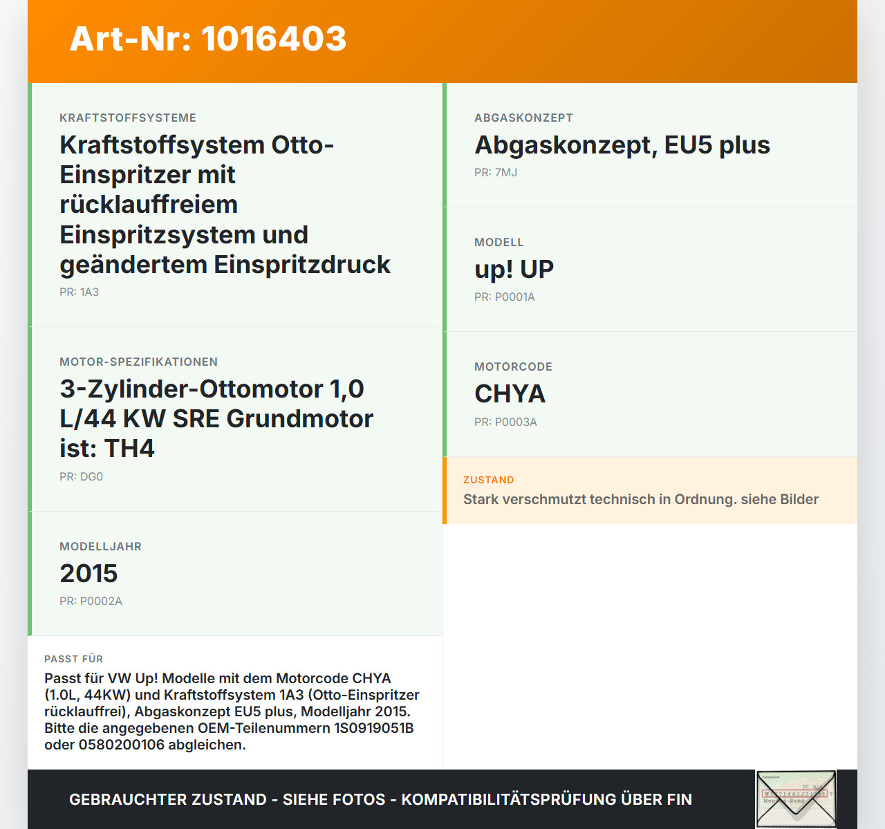 VW UP AA 15-23 1,0 44KW Kraftstoffpumpe Kraftstoff Förderpumpe Tankgeber VW UP AA 15-23 15.01.2015 1S0919051B... Vorschau 3