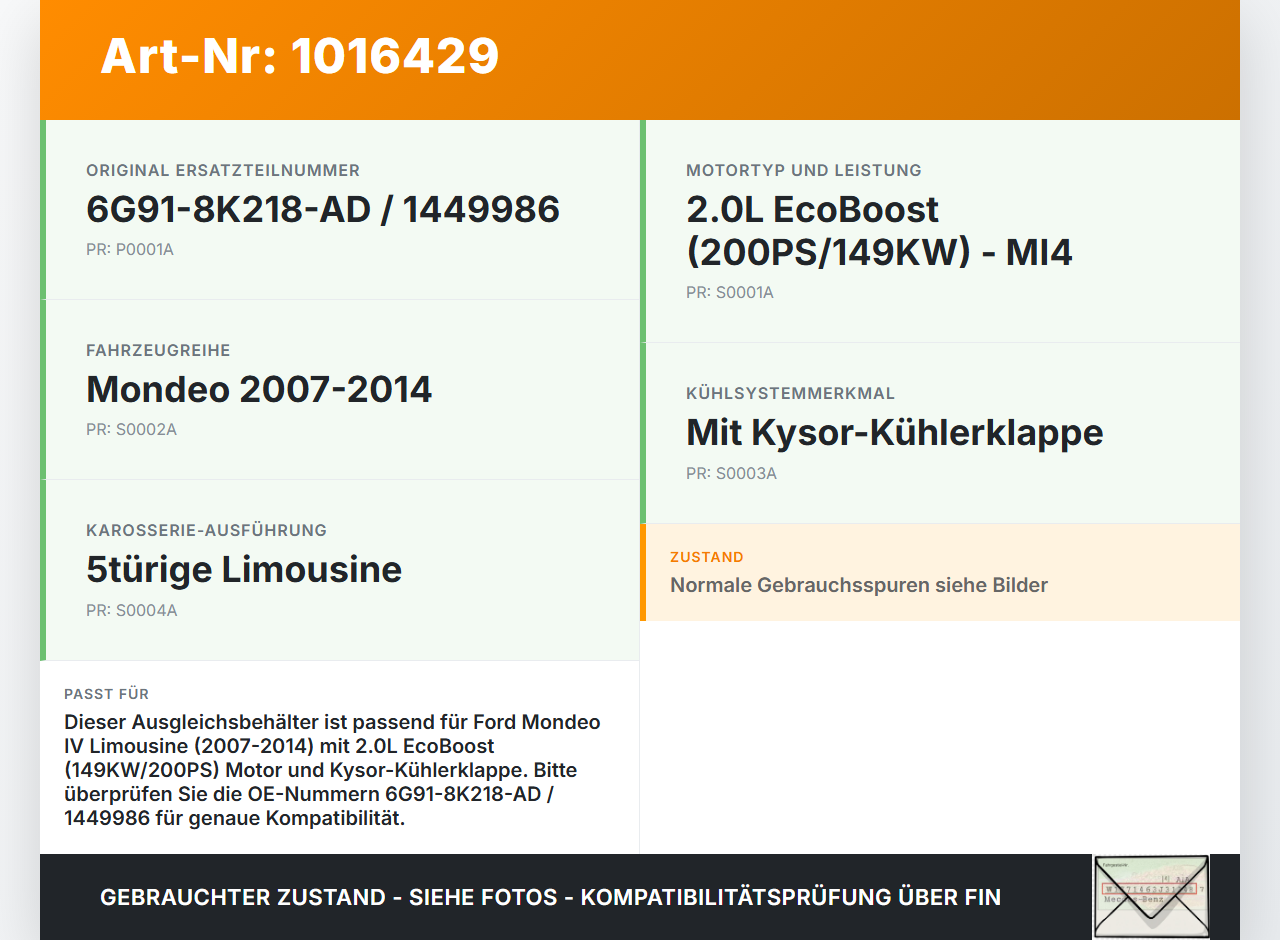 Ford Mondeo IV 4 07-15 2,0 149KW Ausgleichsbehälter f. Kühlmittel Ford Mondeo IV 4 07-15 03.03.2011 6G91-8K218-AD... Vorschau 3