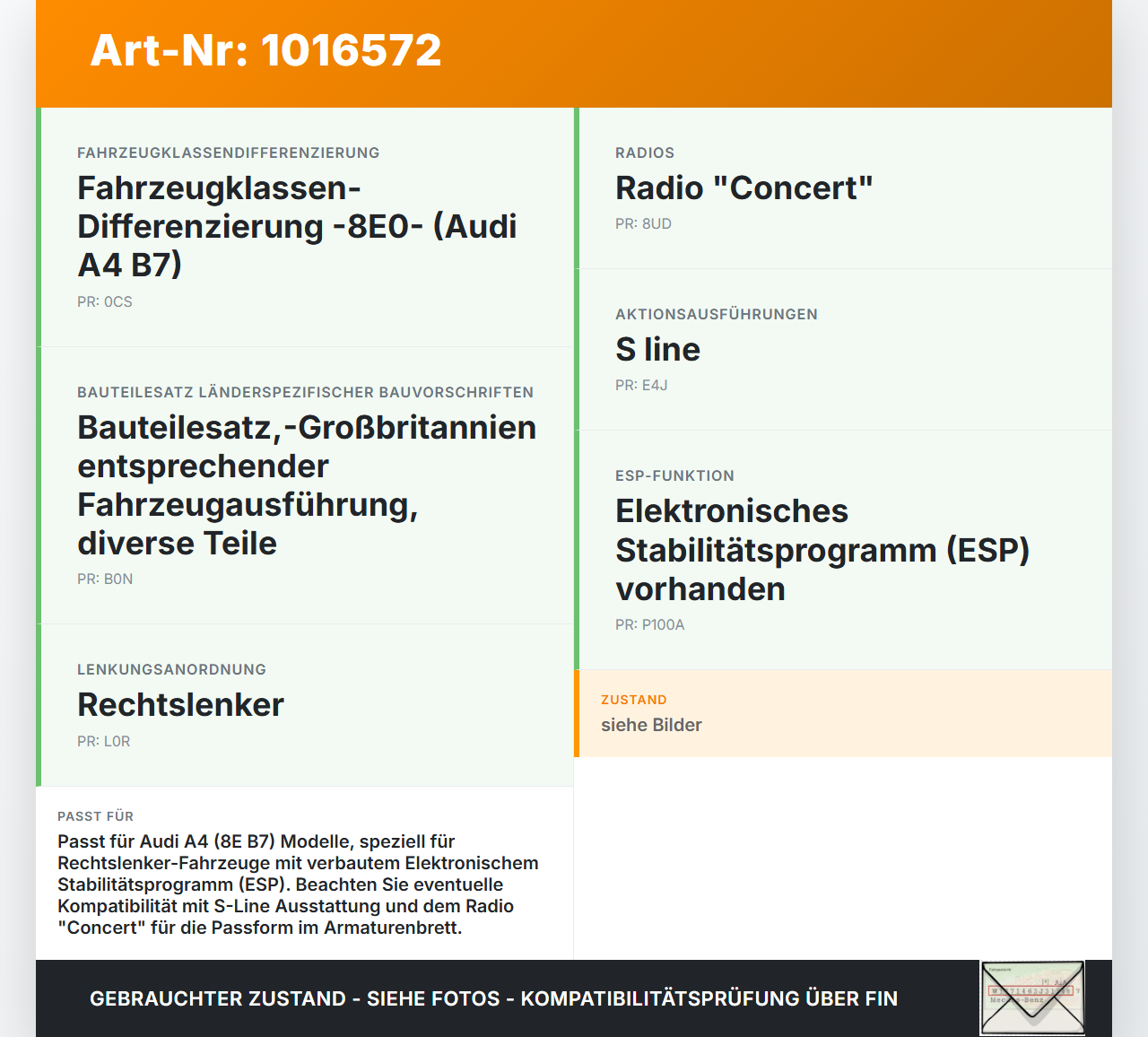 Audi A4 8E B7 04-08 Schalter ESP Audi A4 8E B7 04-08 28.03.2007 8E2927134B gebraucht Vorschau 3