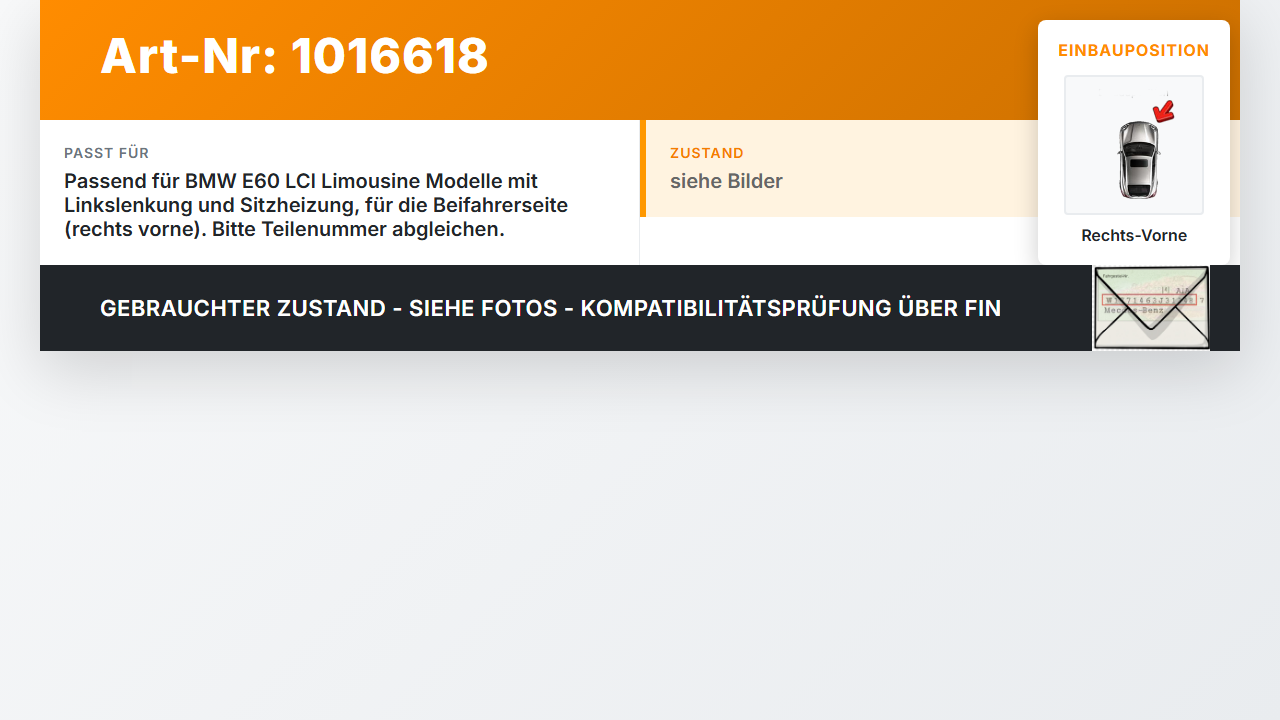 BMW E60 525i LCI 07-10 Steuergerät Sitzmodul Sitzheizung Sitzsteuergerät Rechts Vorne BMW E60 525i LCI 07-10... Vorschau 3
