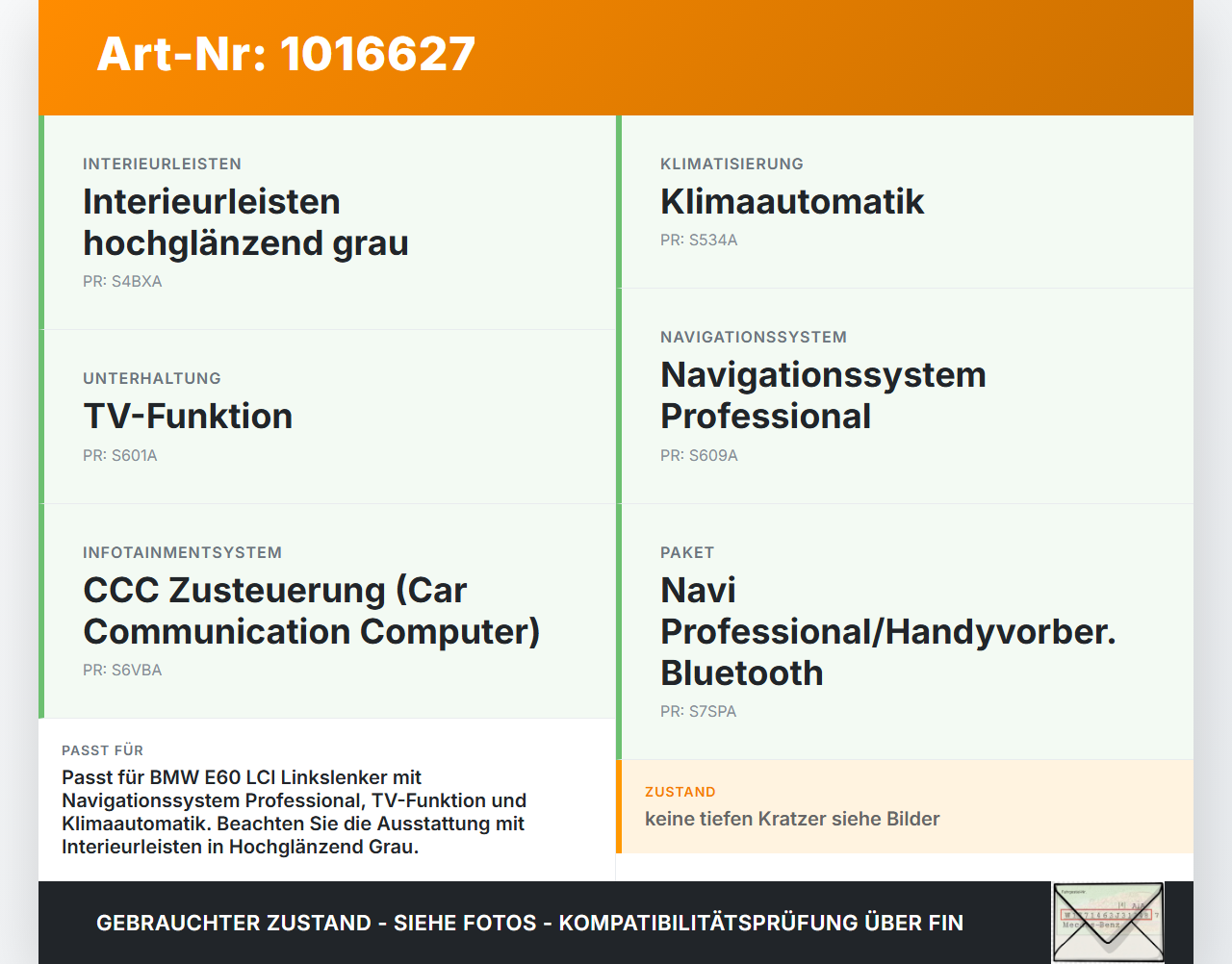 BMW E60 525i LCI 07-10 Blende für Armaturenbrett Abdeckung BMW E60 525i LCI 07-10 06.10.2008 6989006 51456989006... Vorschau 3