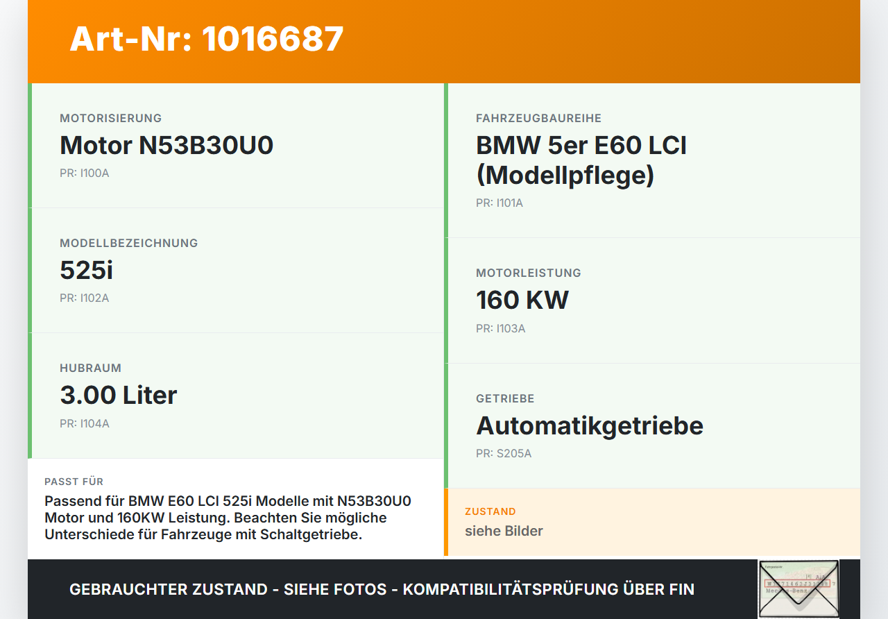 BMW E60 525i LCI 07-10 3.0 160KW N53B30U0 Ansaugbrücke Ansaugkrümmer BMW E60 525i LCI 07-10 06.10.2008 7593005... Vorschau 3