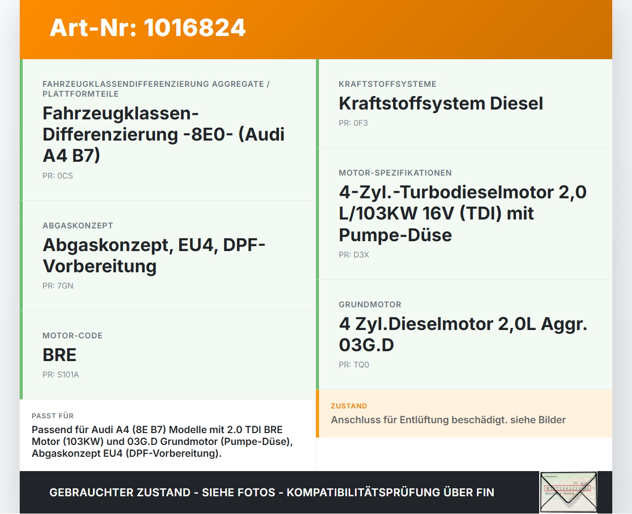 Audi A4 8E B7 04-08  2,0 96KW BRE Ventildeckel Zylinderkopfhaube Audi A4 8E B7 04-08 28.03.2007 03G103469K... Vorschau 3