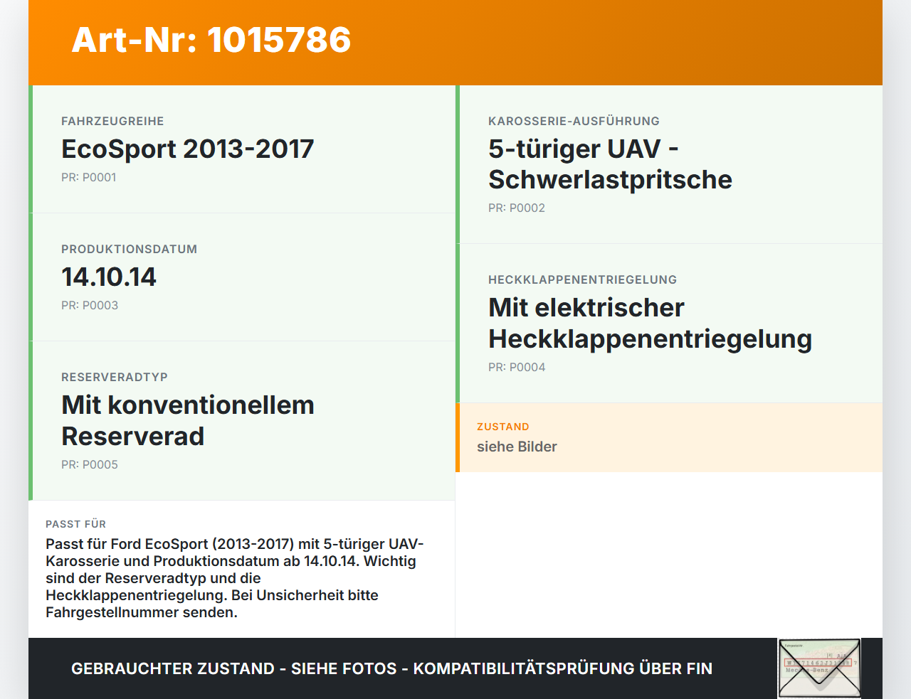 Ford EcoSport 12-22 Dichtung für Heckklappe Kofferraumdichtung Ford EcoSport 12-22 14.10.2014 gebraucht Vorschau 3