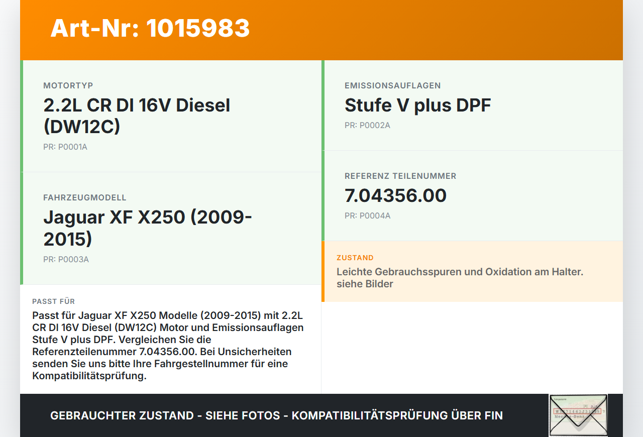 Jaguar XF X250 11-15 2,2D 120KW Magnetventil Jaguar XF X250 11-15 08.04.2013 7.04356.00 gebraucht Vorschau 3